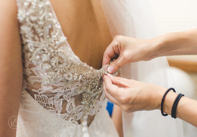 Bride wedding dress detail