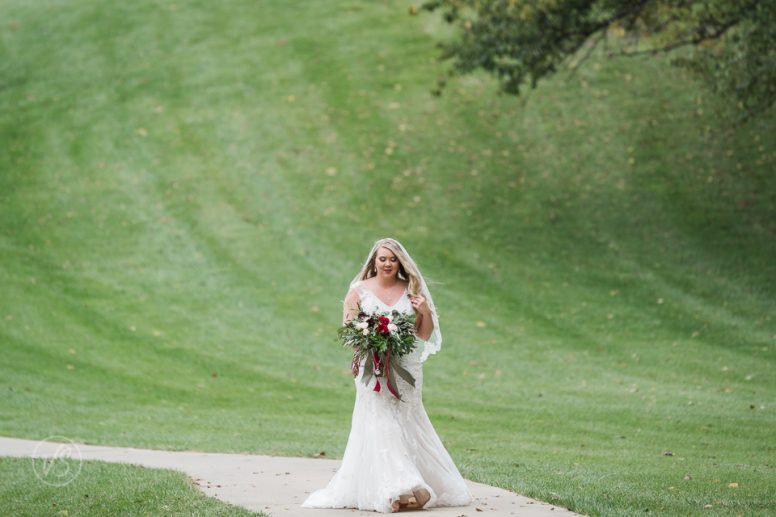 wedding dress and wedding flowers