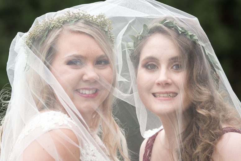 Bride with sister maid of honor