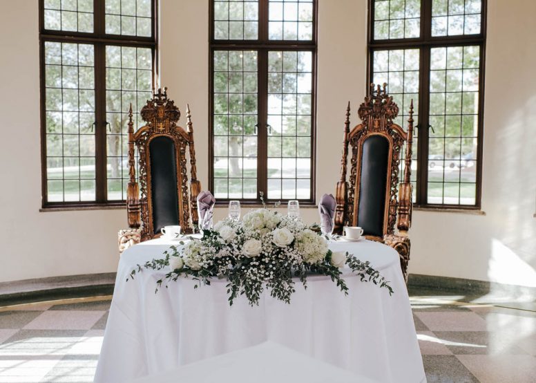 Bride and grooms head table